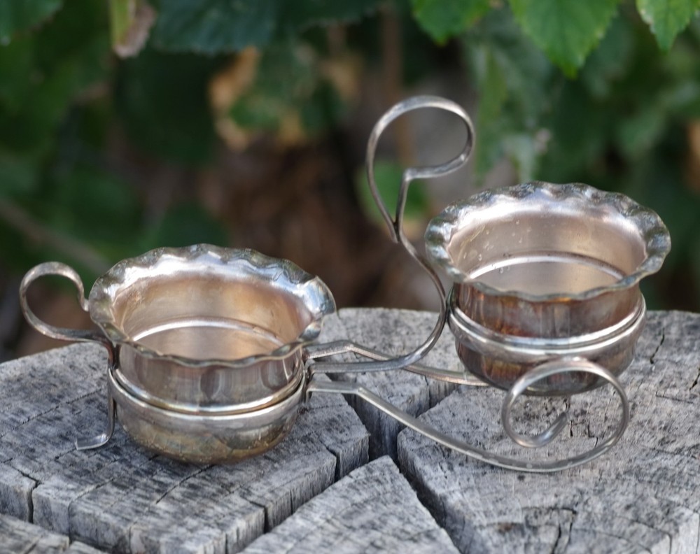 VINTAGE Sugar Bowl & Creamer On Stand Set Celtic Made in England 1950's