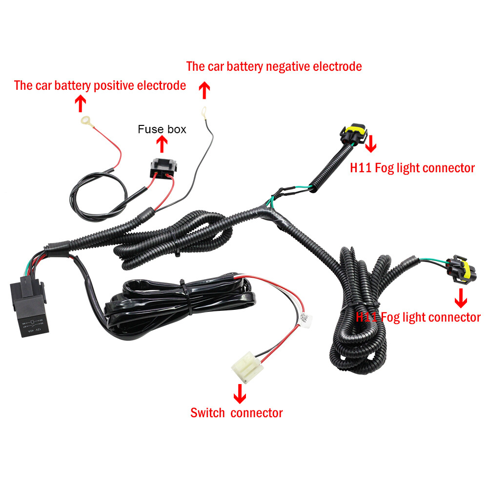 H10 H11 Fog Light Wiring Harness Socket Wire Connector Relay ON/Off Switch Kits