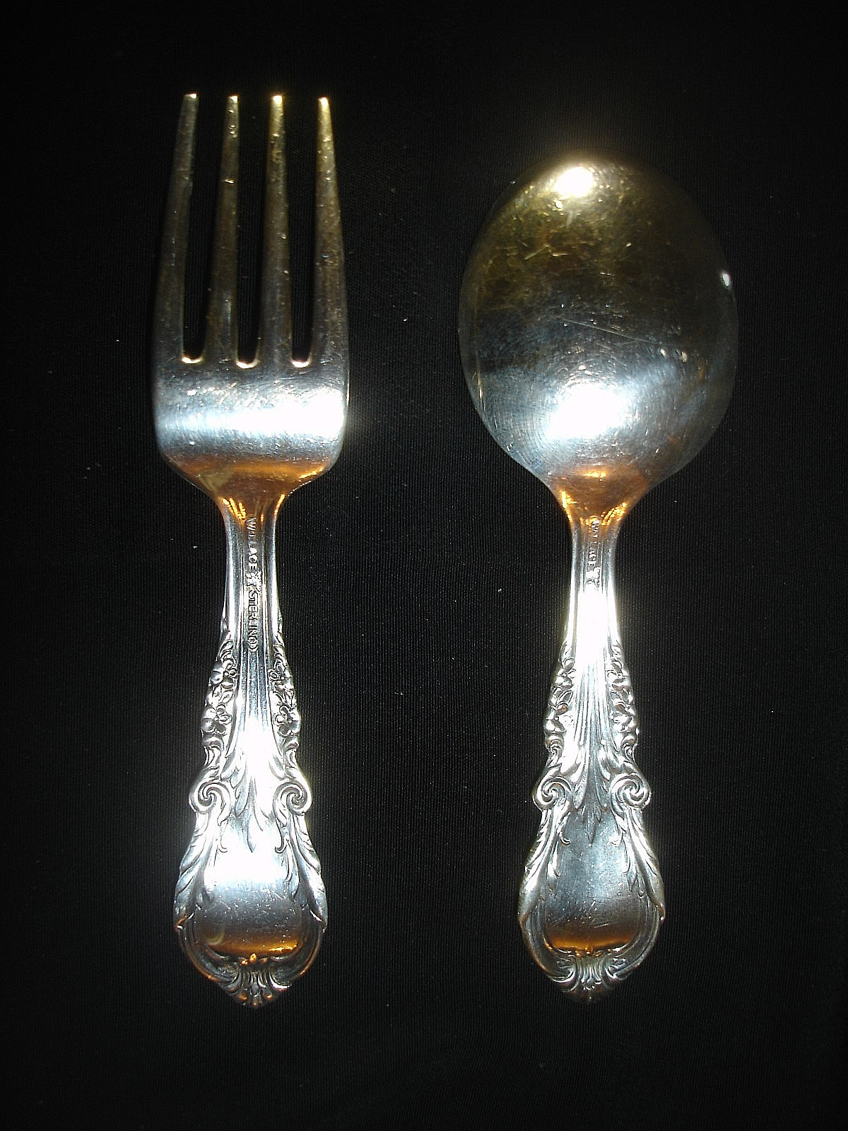 Vintage Wallace Sterling Silver Sir Christopher 4” Baby Spoon & Fork Set!!! 😃😊