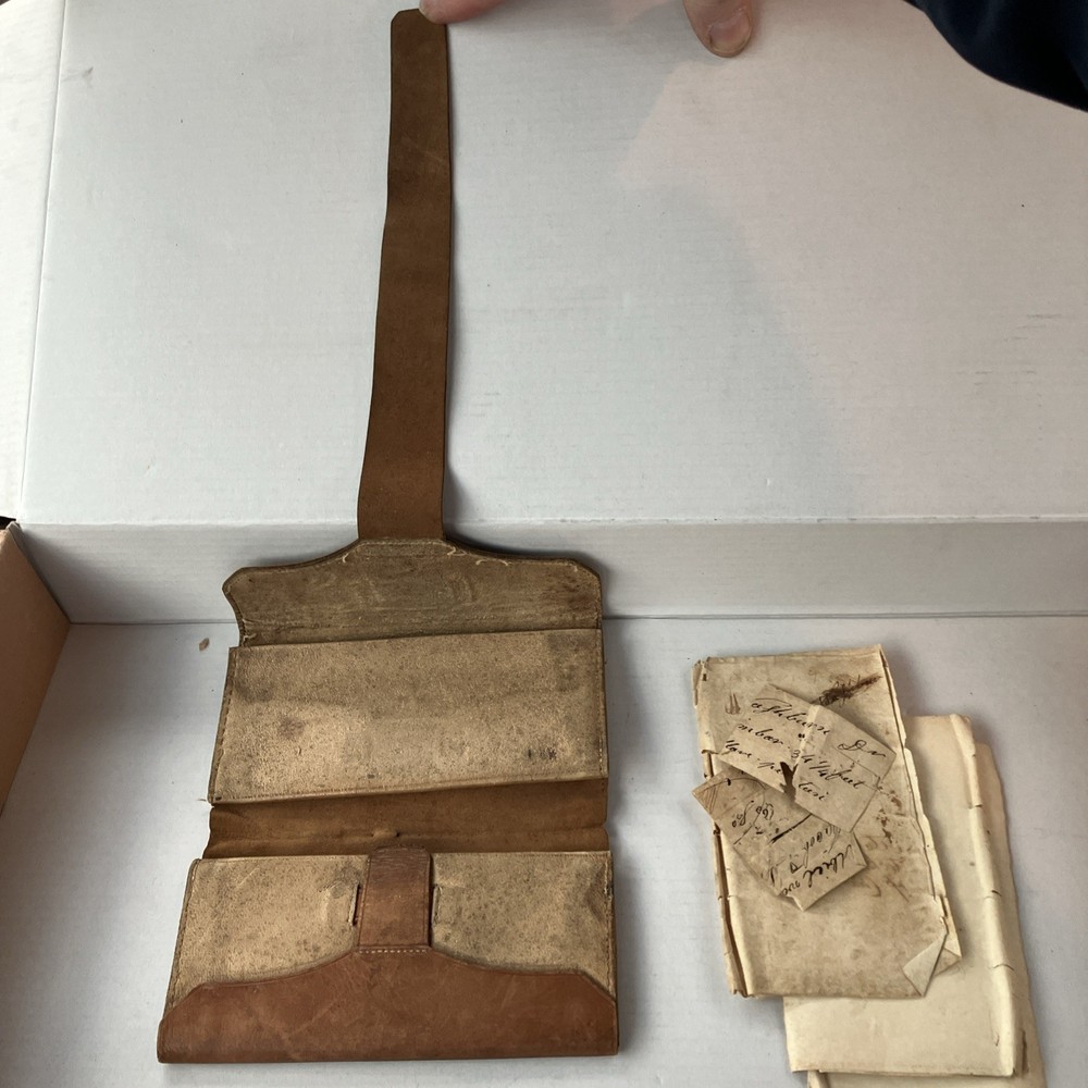 1800's Civil War Era Wallet / DOCUMENT HOLDER W/papers Dated 1833 Antique