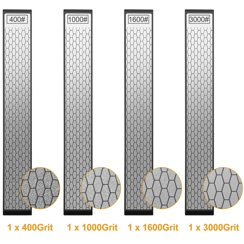 4PCS Diamond Sharpening Stone Set 400 600 1000 3000Grit Knife Chisel Sharpener