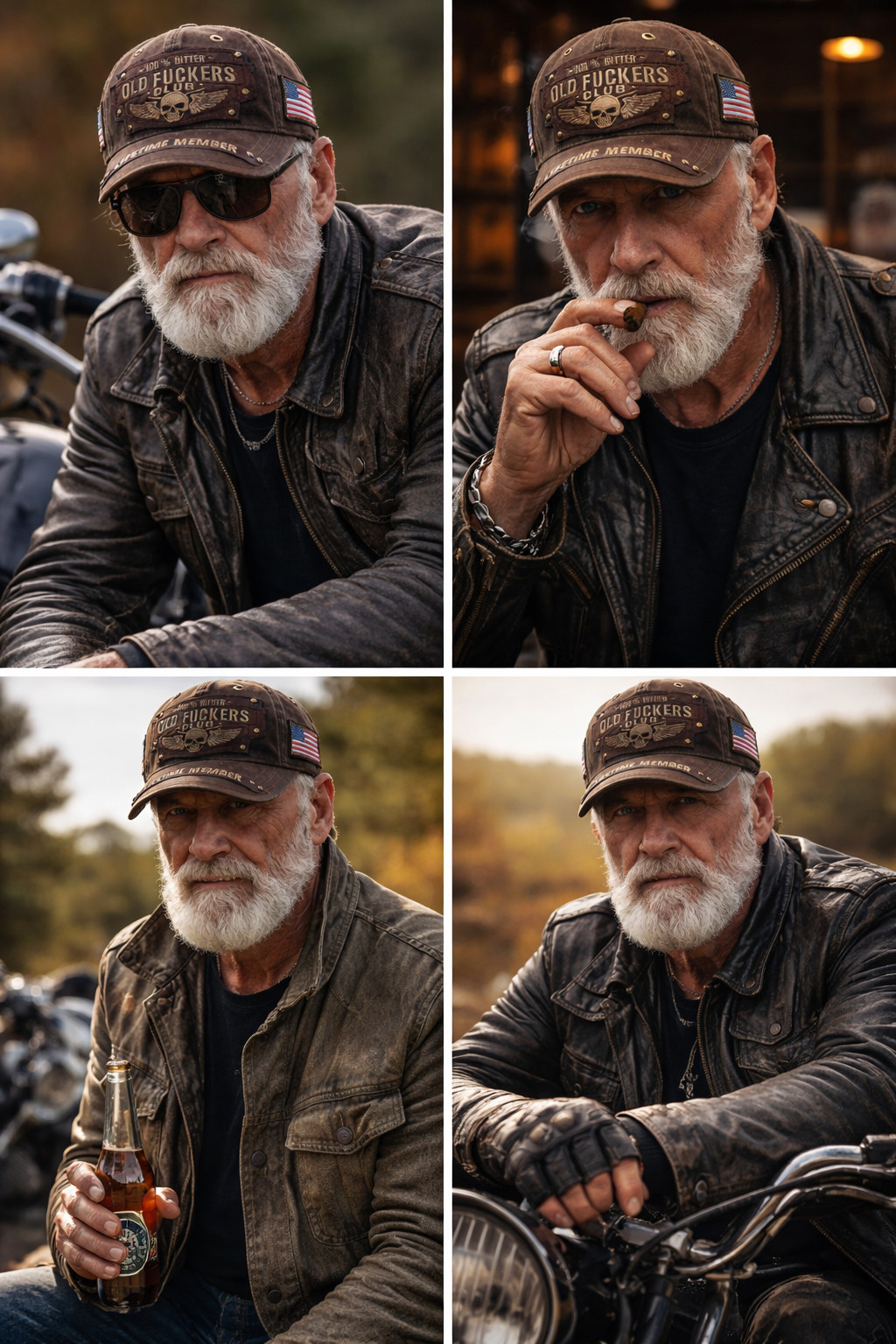 Vintage Leather Embroidered Cap - Old F*ckers Club 100% Bitter Lifetime Member