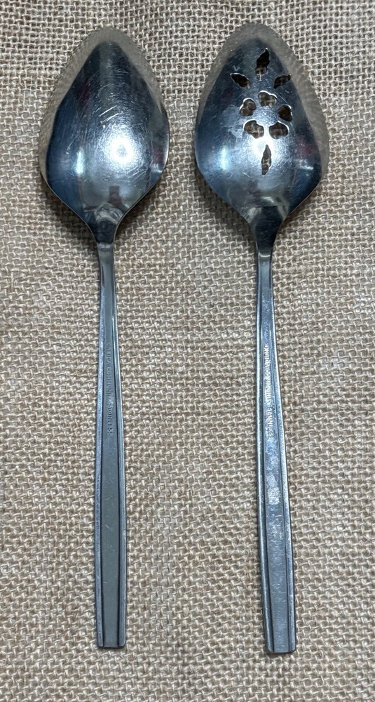 Oneida Community Via Roma Vegetable Serving Spoons Solid & Slotted Flatware