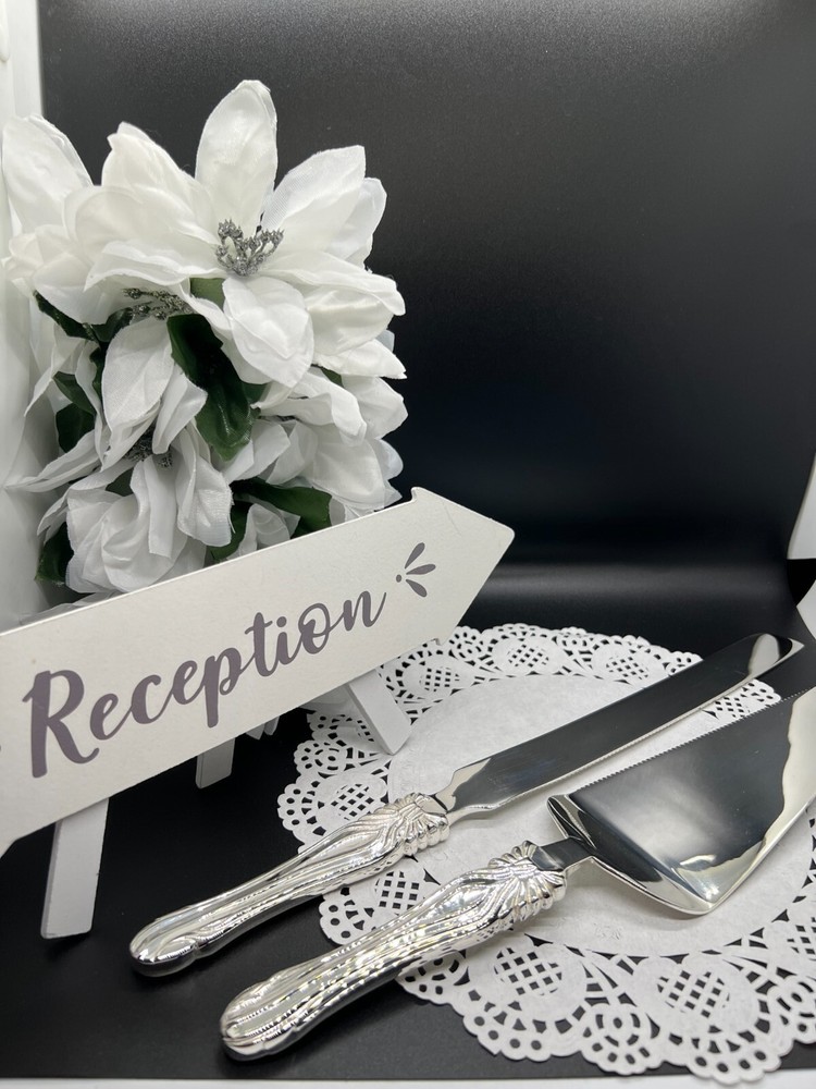 New Silver Bow Cake Knife Set by Brass & Silver Traditions
