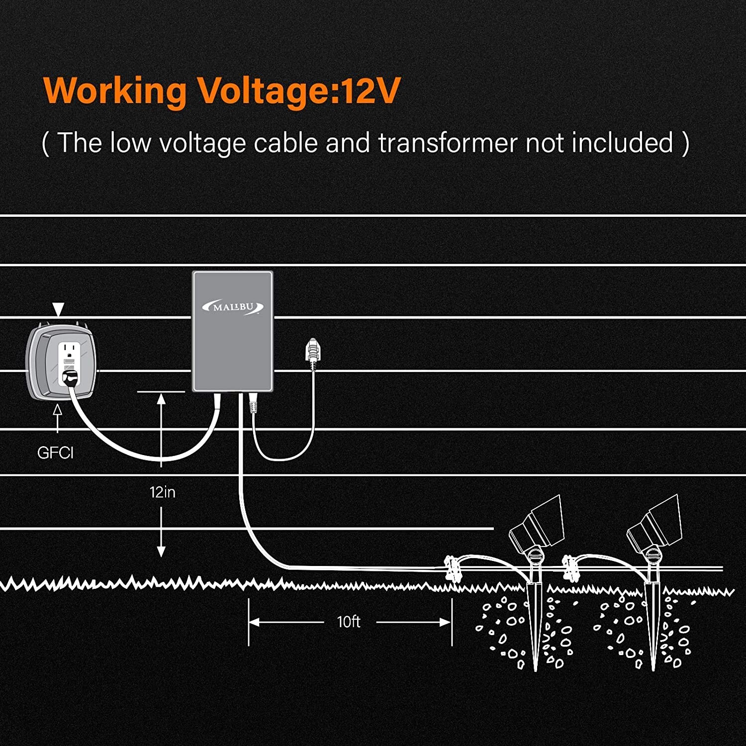 Malibu 9604 20W Landscape Lights Outdoor Floodlight Weatherproof Metal - 4 PACK