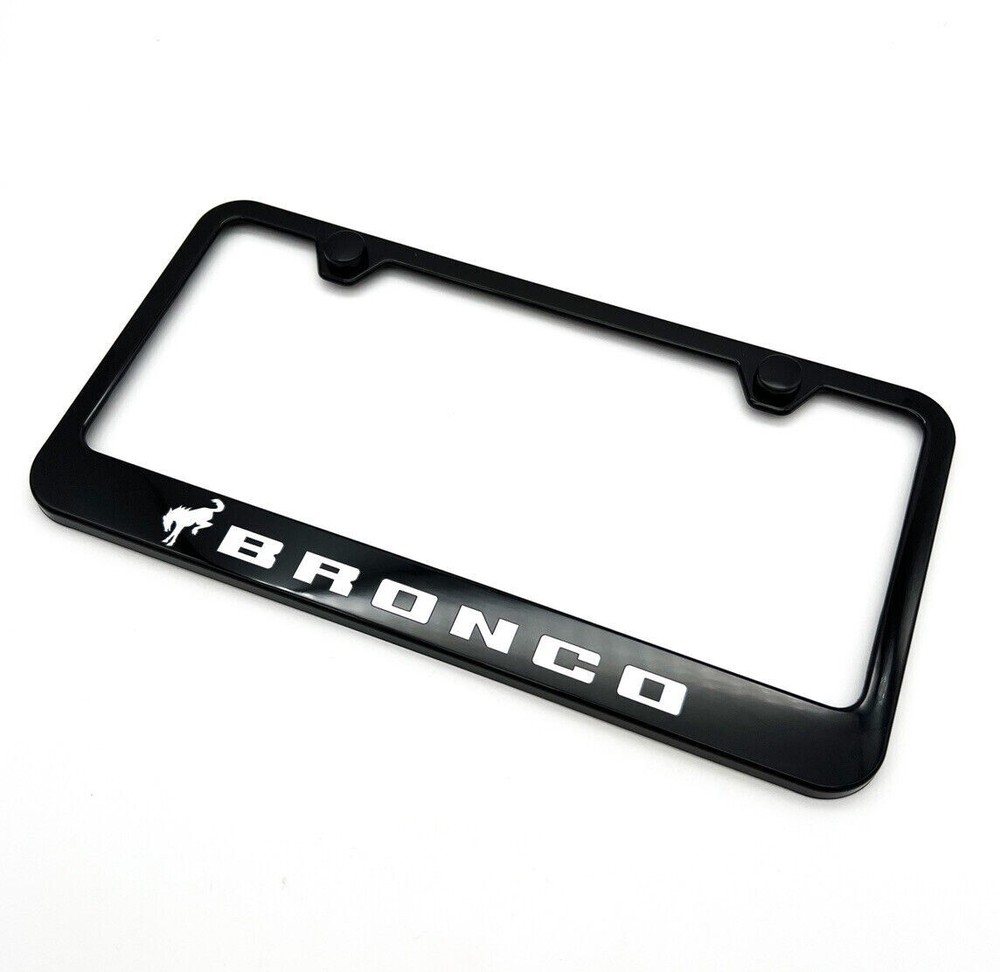 Ford Bronco Unbreakable Black Polycarbonate License Plate Frame - White