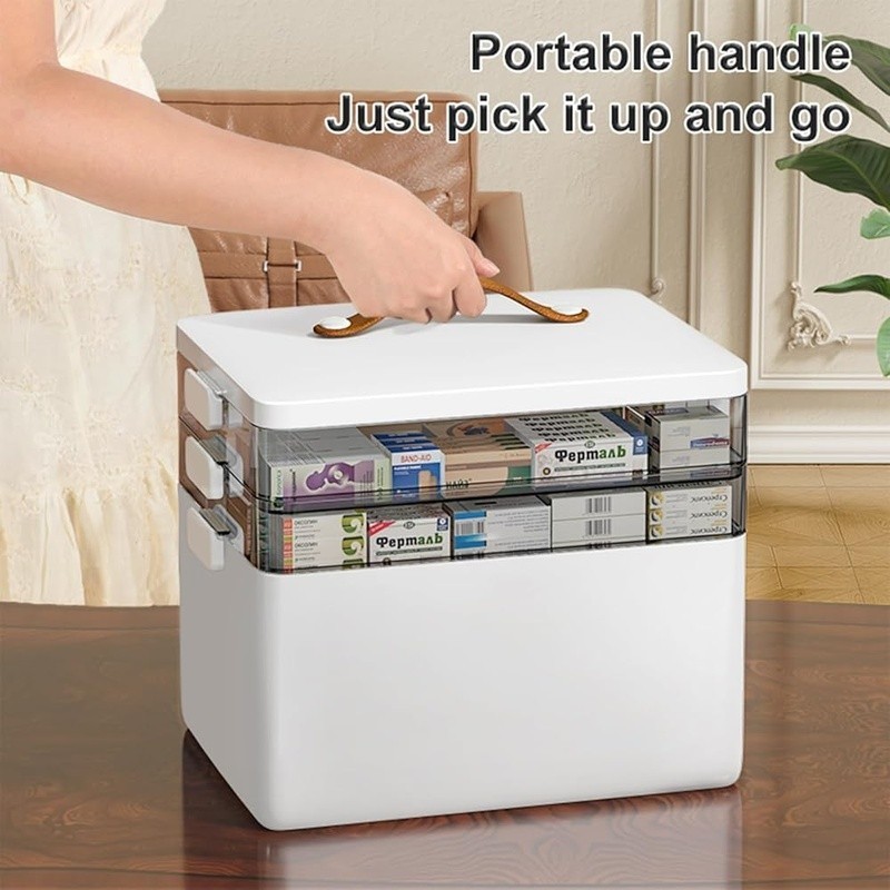3-Layer Medicine Storage Box Moisture-Proof Organizer First Aid Essentials New