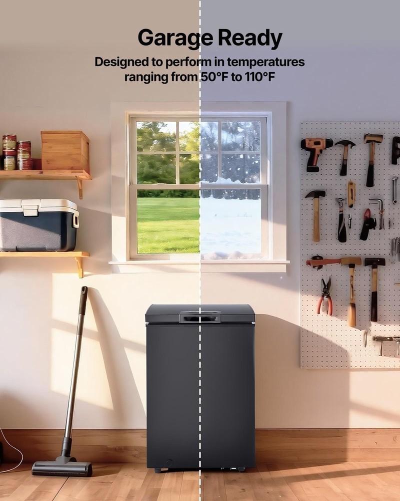 Compact 3.3 Cu.ft Top-Open Chest Freezer: 2 Baskets, R600a Compressor, 42dB