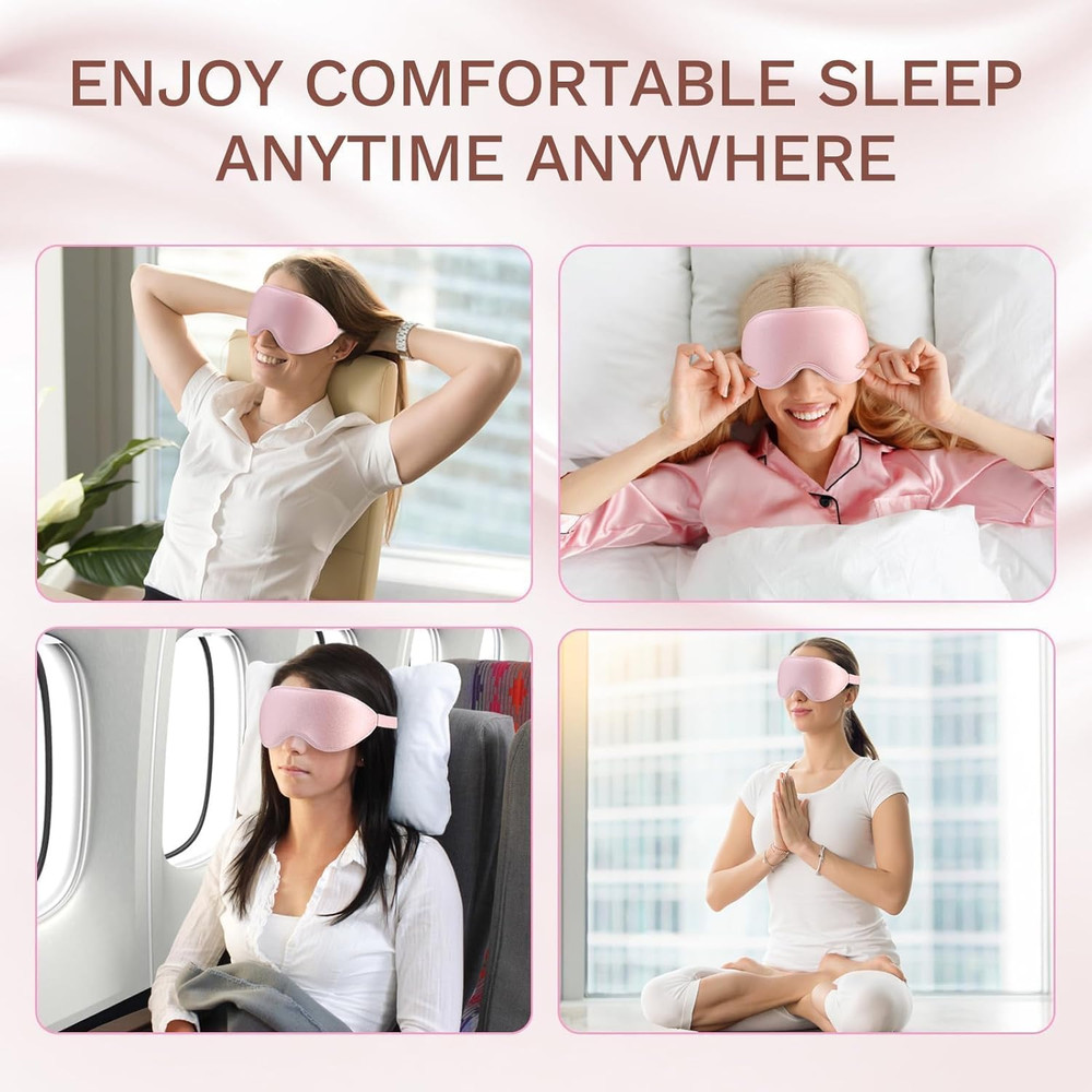 99% Light Blocking 3D Sleep Mask – Zero Pressure Eye Cover with Adjustable Strap