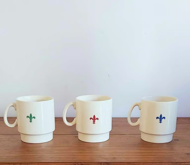 Vintage Quebecoise historical characters Stackable Mug Set.