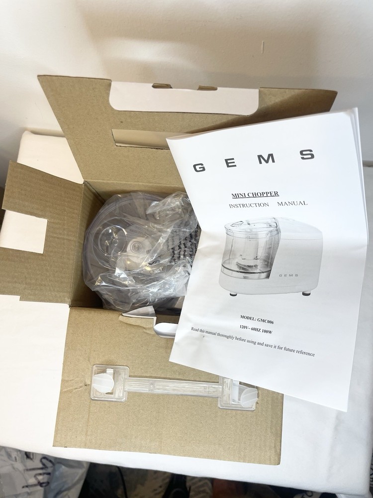 Gems White Mini Food Processor-Compact Kitchen Chopper