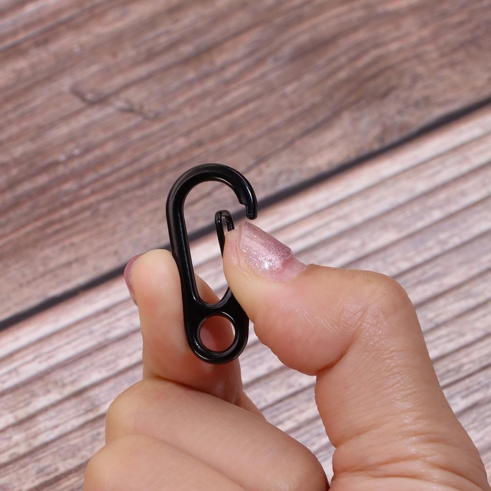 Mini Skater Tiny Alloy Clips Quick Release Paracord Keychains Spring Black