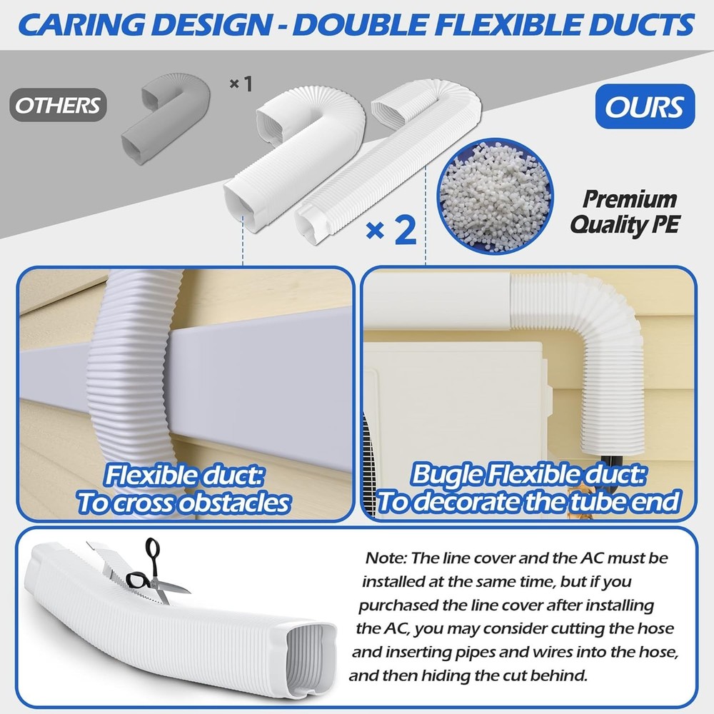 Mini-Split Line Set Cover: 3'' 17 Ft Line Hide for Mini Split Air Conditioner...