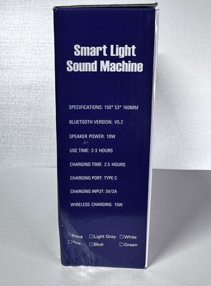 NEW WHITE RGB Sound Machine Bluetooth Speaker Wireless Charging Clock
