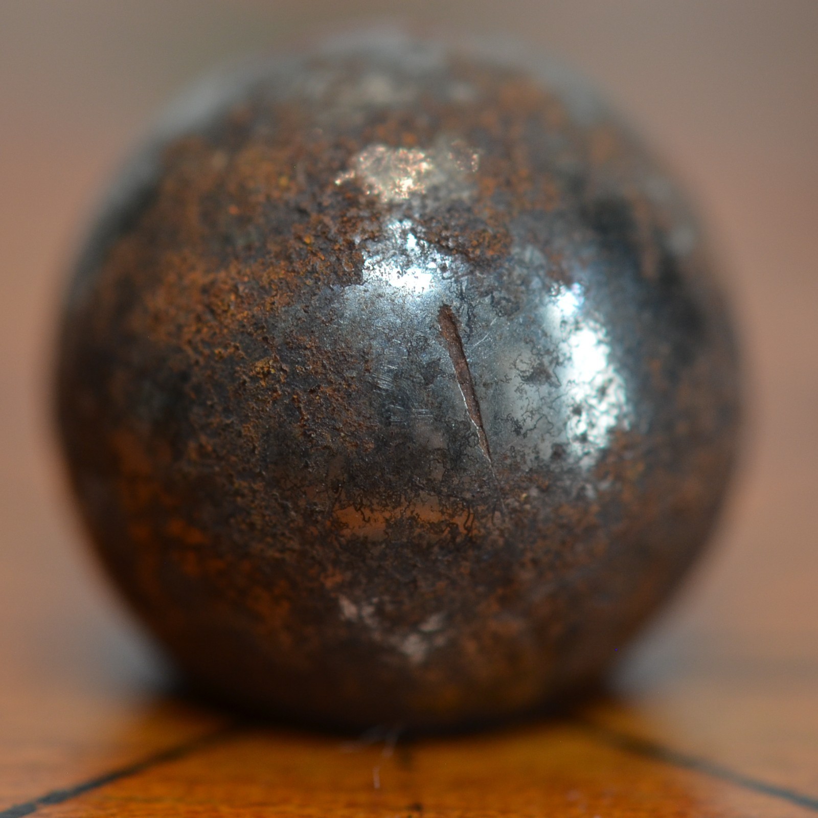 Handmade Hollow Steel or Steelie Marble, 0.65 in, Hard to Find Type, S1571