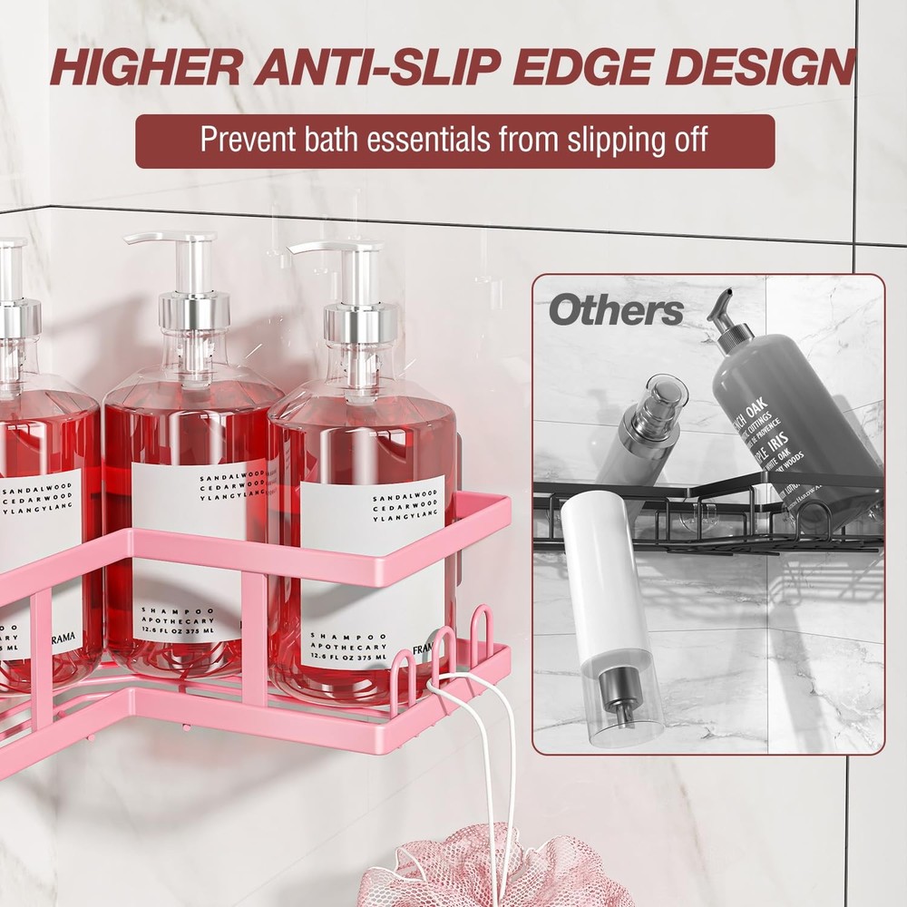 4-Pack Adhesive Corner Shower Caddy with Soap Holder, No Drilling Wall Mounte...