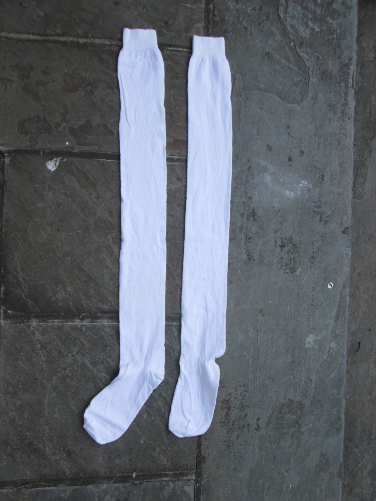REENACTOR COLONIAL REV WAR 18-19TH C STOCKING SOLID SNOW BRIGHT WHITE COTTON NEW