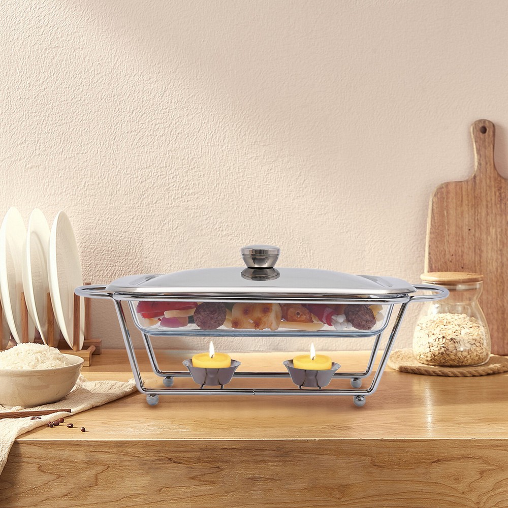 Countertop Chafing Dish, Buffet Set Warming Tray, Buffet Server Tempered Glass