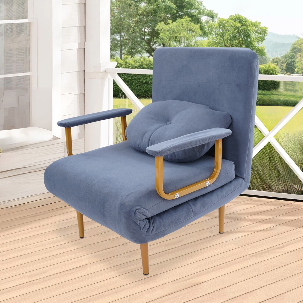 Folding Sofa Bed with Iron Frame, Adjustable Backrest, Space-Saving Design