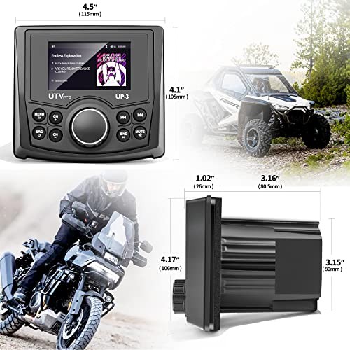 Powersports UTV Stereo AM/FM with Bluetooth Streaming 3 Zone, Compatible to