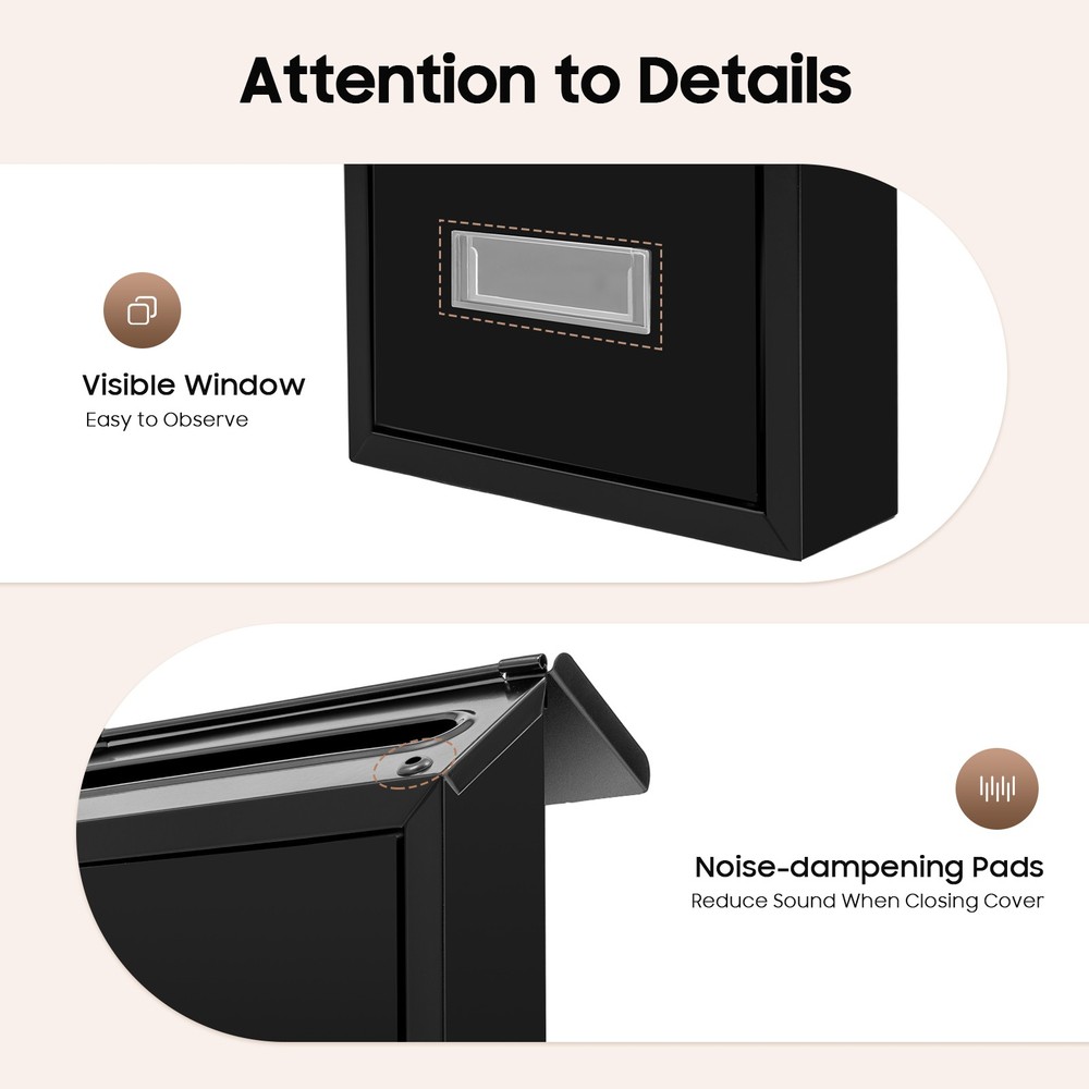 Modern Outdoor Waterproof Extra Large Drop Box Wall Mounted Mailbox with 2 keys