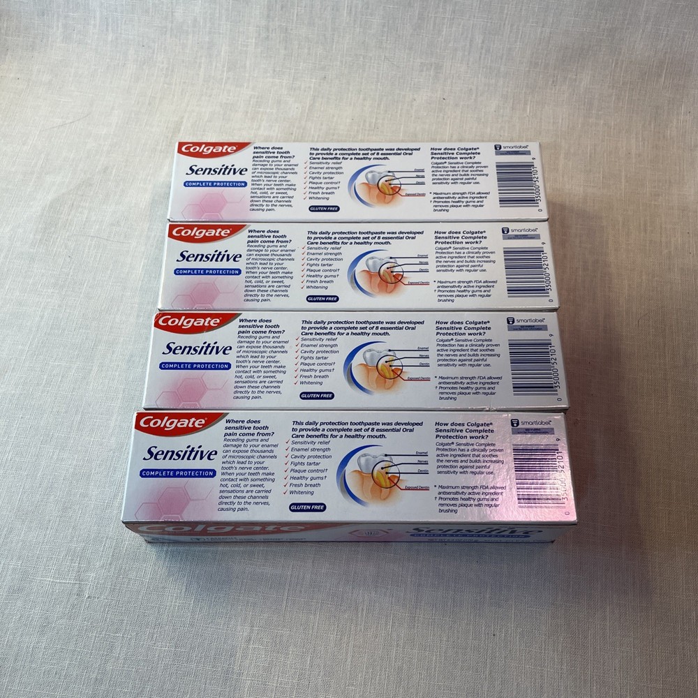 4 pack Colgate Sensitive CompleteProtection Whitening Toothpaste Mint Fluoride