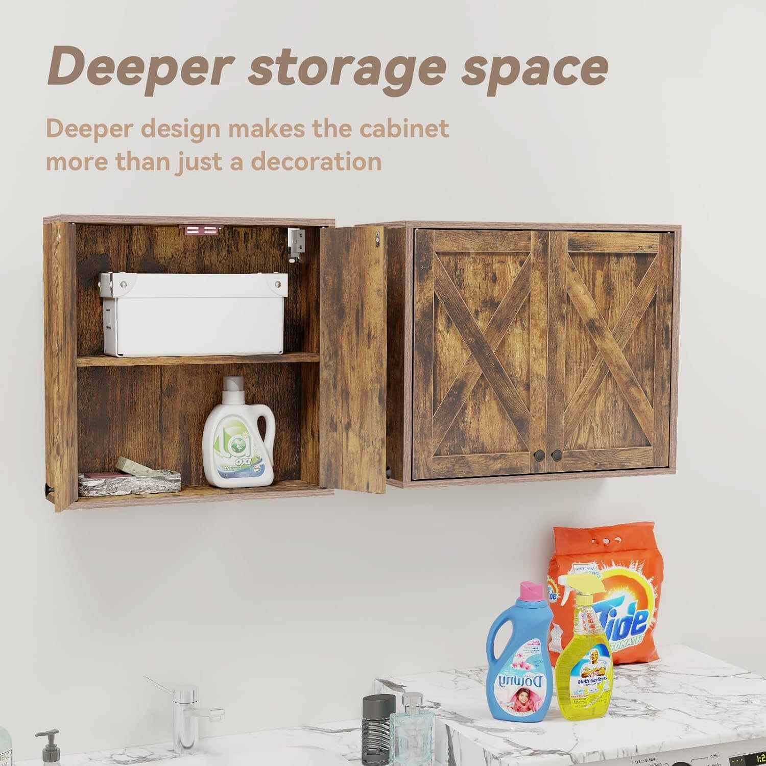 Wall Mounted Cabinet Set of 2 with Shelves | Kitchen & Laundry Storage Solution