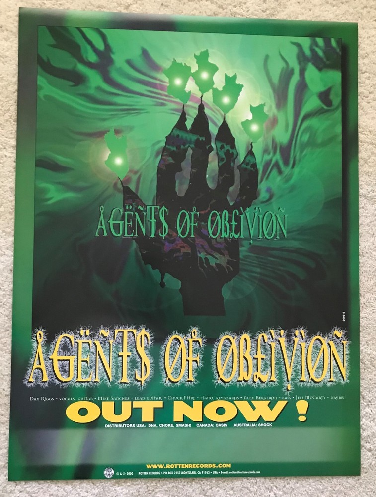 AGENTS OF OBLIVION - Promo Poster - 2000 Original - ACID BATH 18x24 PROMOTIONAL