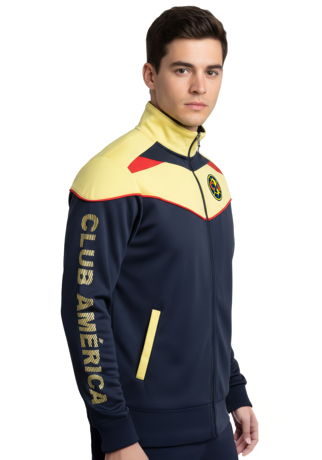 Icon Sports Club America Track Jacket Navy Yellow - Officially Licensed