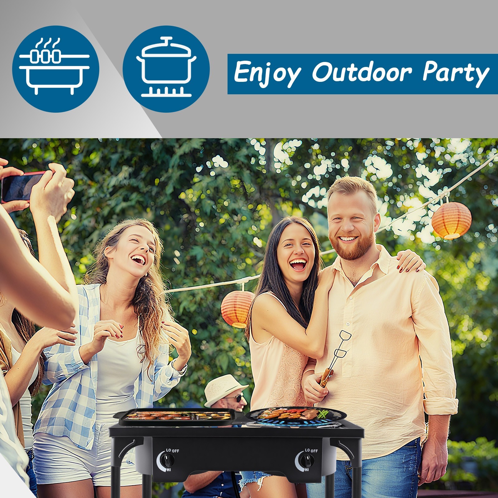 Hot 150000 BTU Propane Stove 2 Burner Gas Outdoor Portable Camping BBQ Grill US