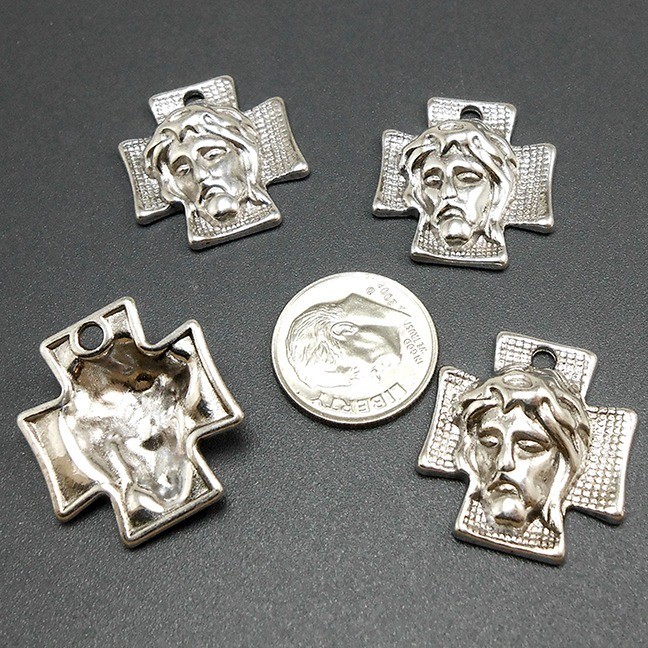 6pcs Jesus Cross Charms silver tone metal religious