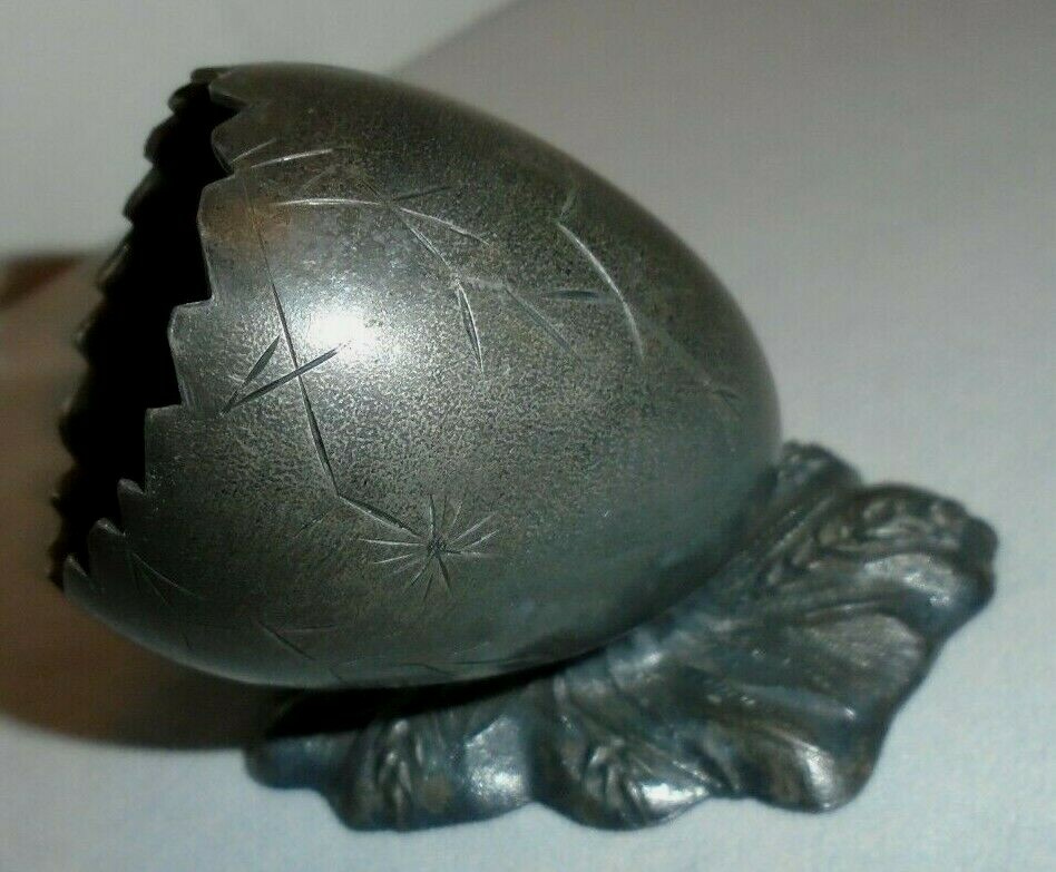 Egg Toothpick Holder Wheat Base Silver Plate 3"x2" Base, 2.5" Tall VTG FREE SHIP