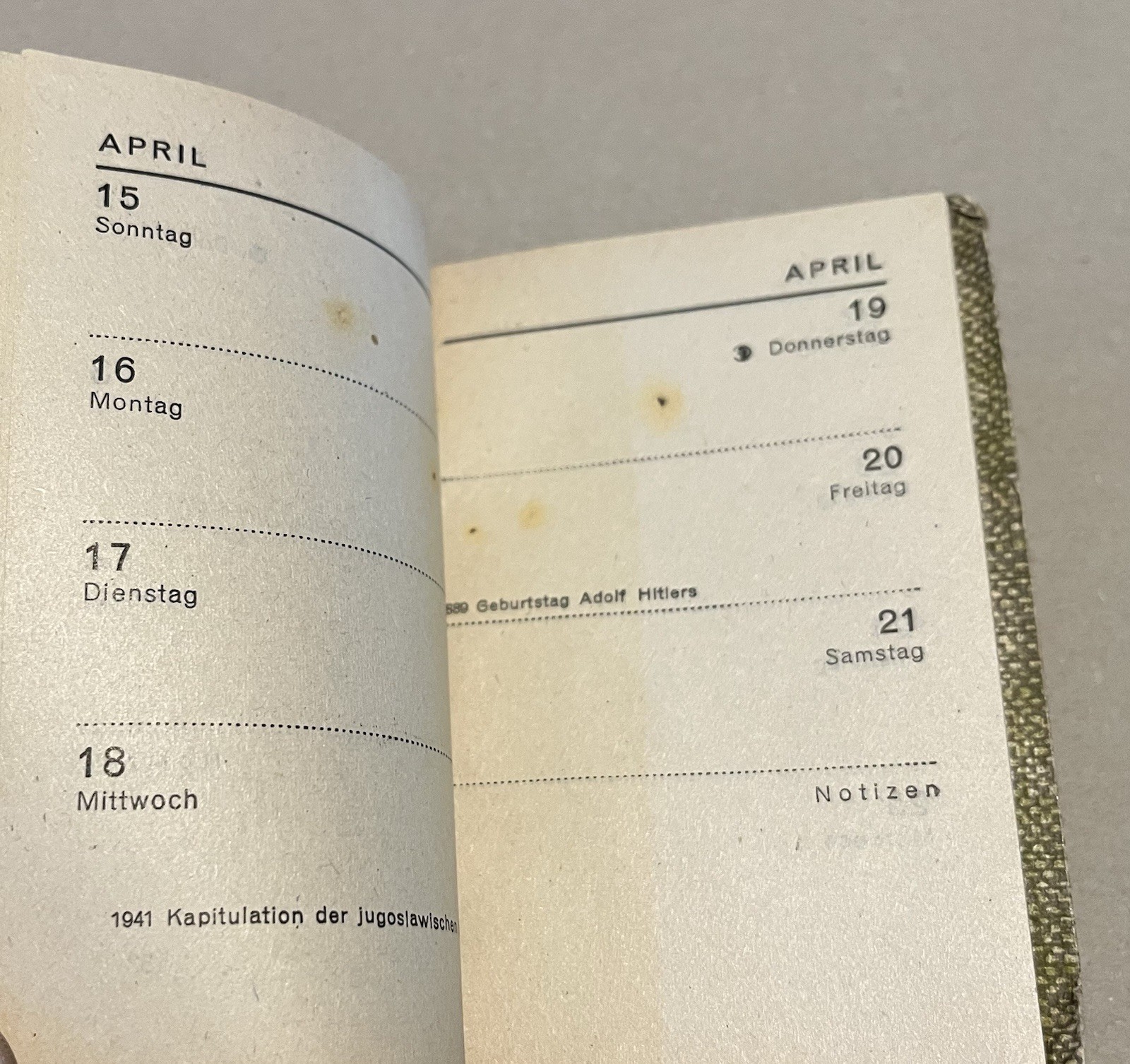 German 1945 Calendar Book (use in 2029) Taschenkalender for Military Use wartime