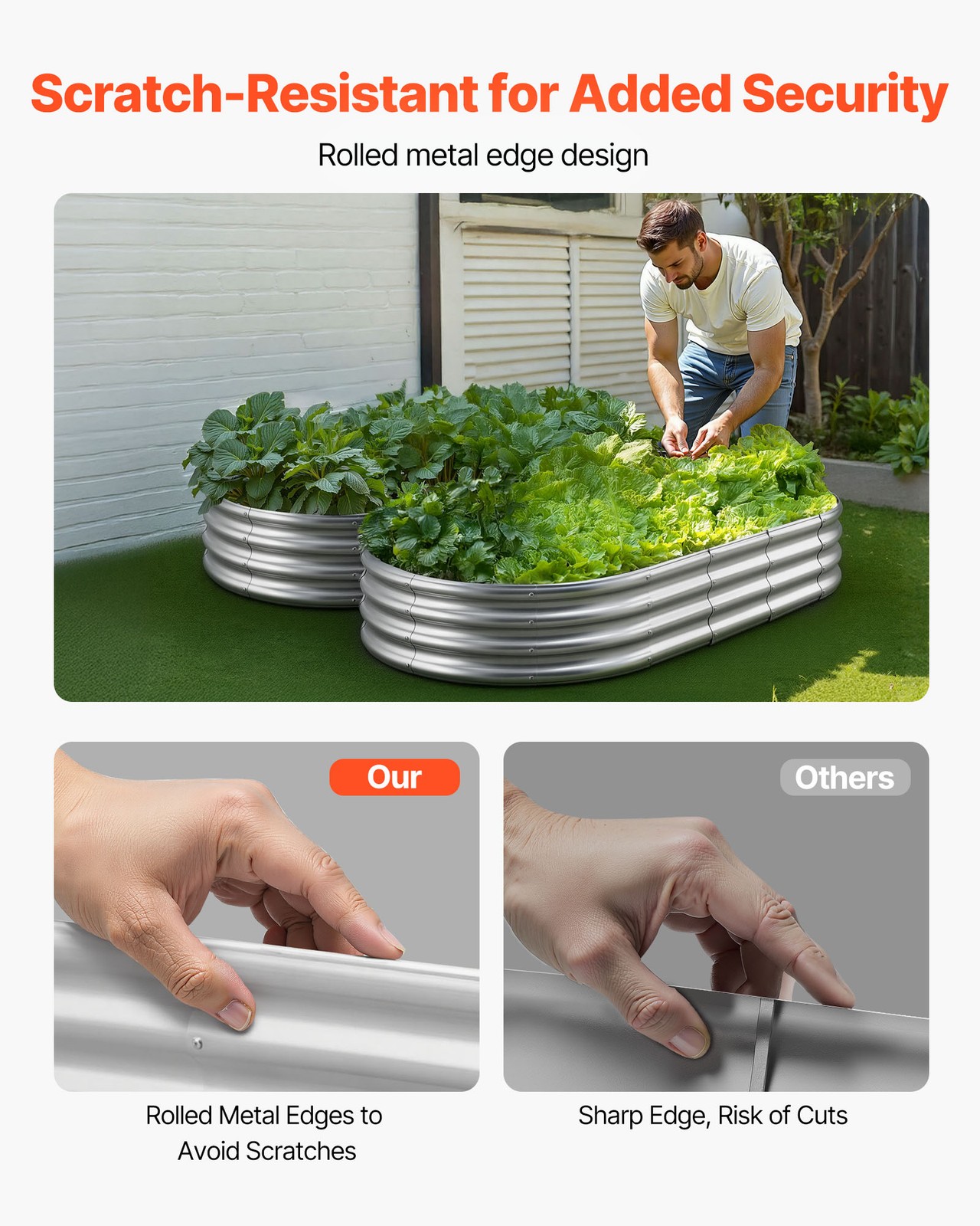 VEVOR Metal Raised Garden Bed Galvanized Planter Box 6x3x1 ft Galvanized Color