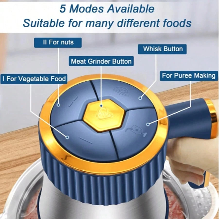 5L Electric Meat Grinder & Food Processor, Multi-Function Blender for Vegetables