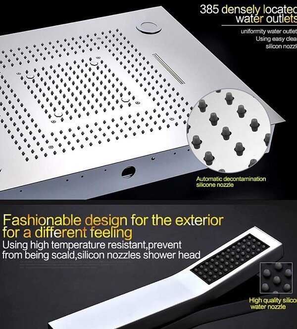 Cascada Classic Design 23 x 31" rain shower set with 4 function shower head