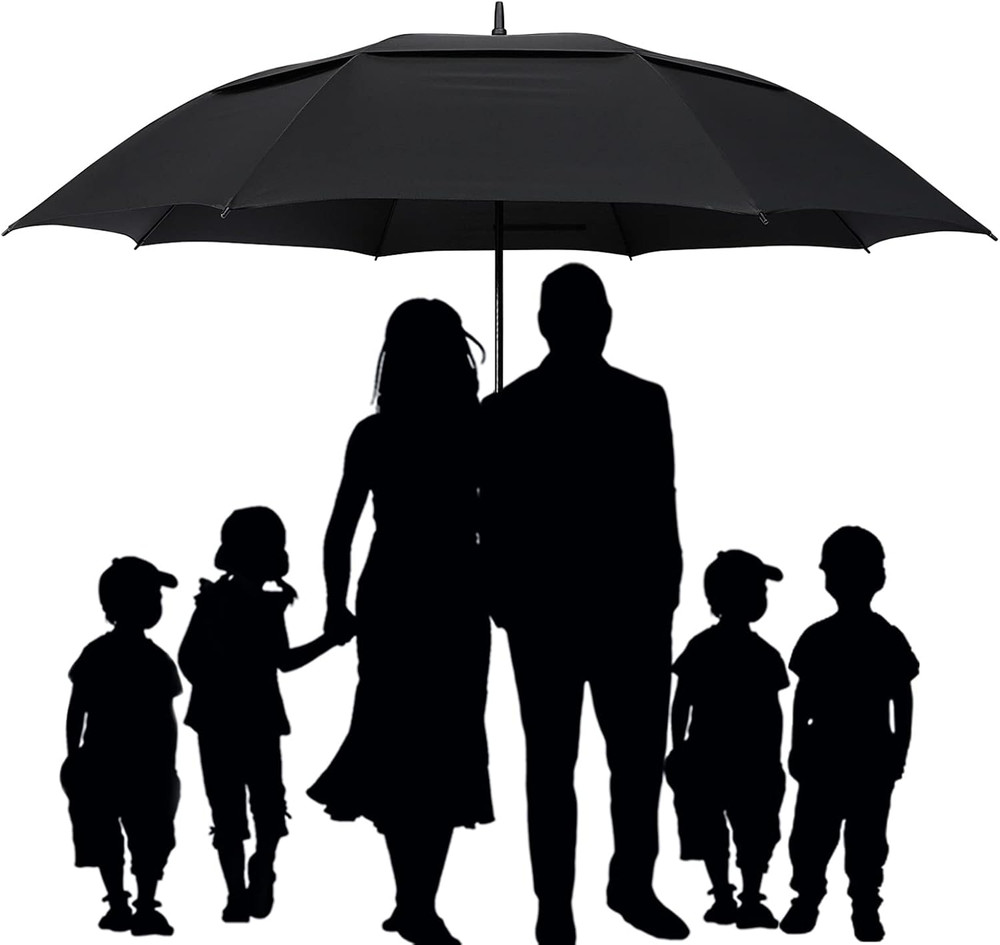 72" Oversized Golf Umbrella - Automatic Open, Windproof, Heavy Duty, Black