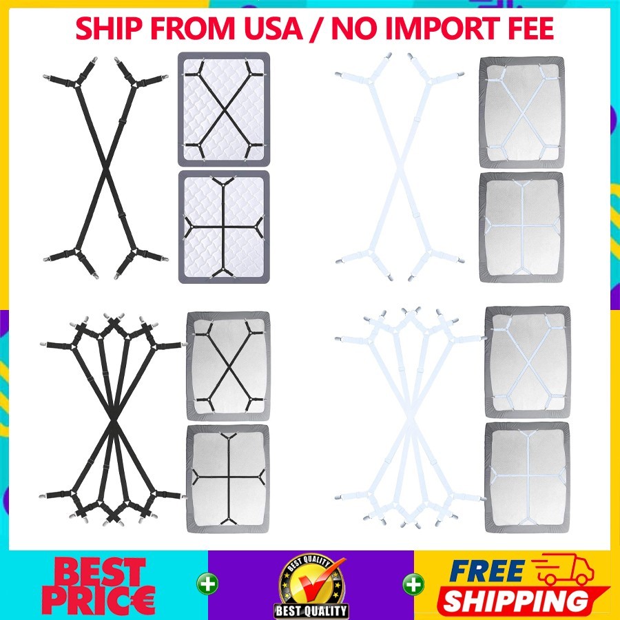 Adjustable Bed Sheet Holder Straps Clips Keep Sheets in Place 2-4PCS 2 Colors