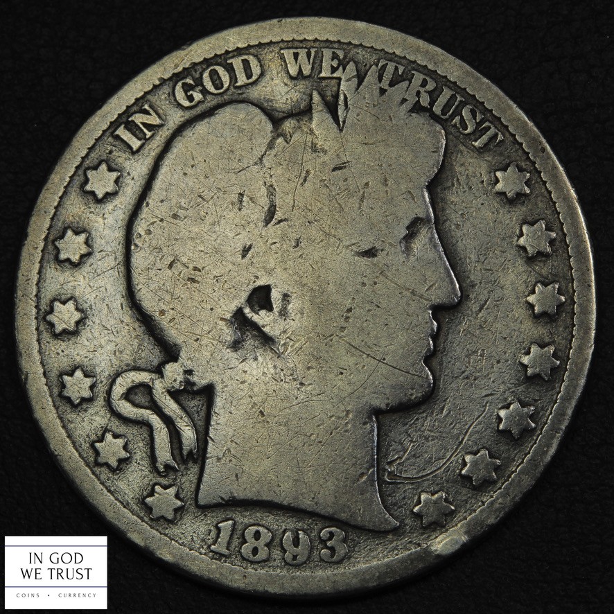 1893 S Barber Silver Half Dollar 50C