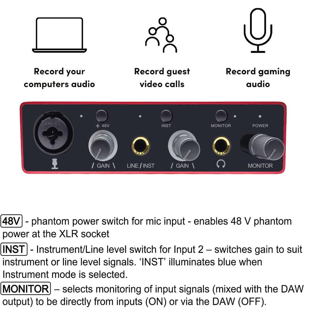 Audio Interface USB with Mic Preamplifier Mixer...