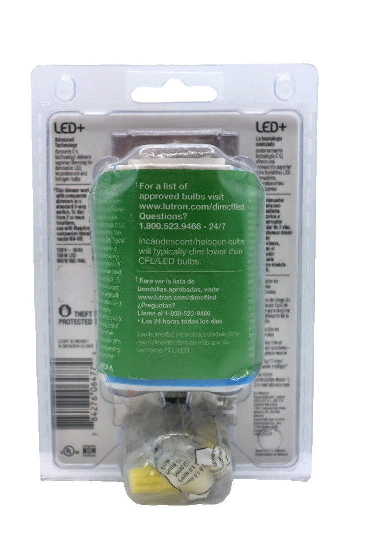 Lutron MACL-153MLH-LA Maestro Multi Location Light Dimmer Light Almond NEW