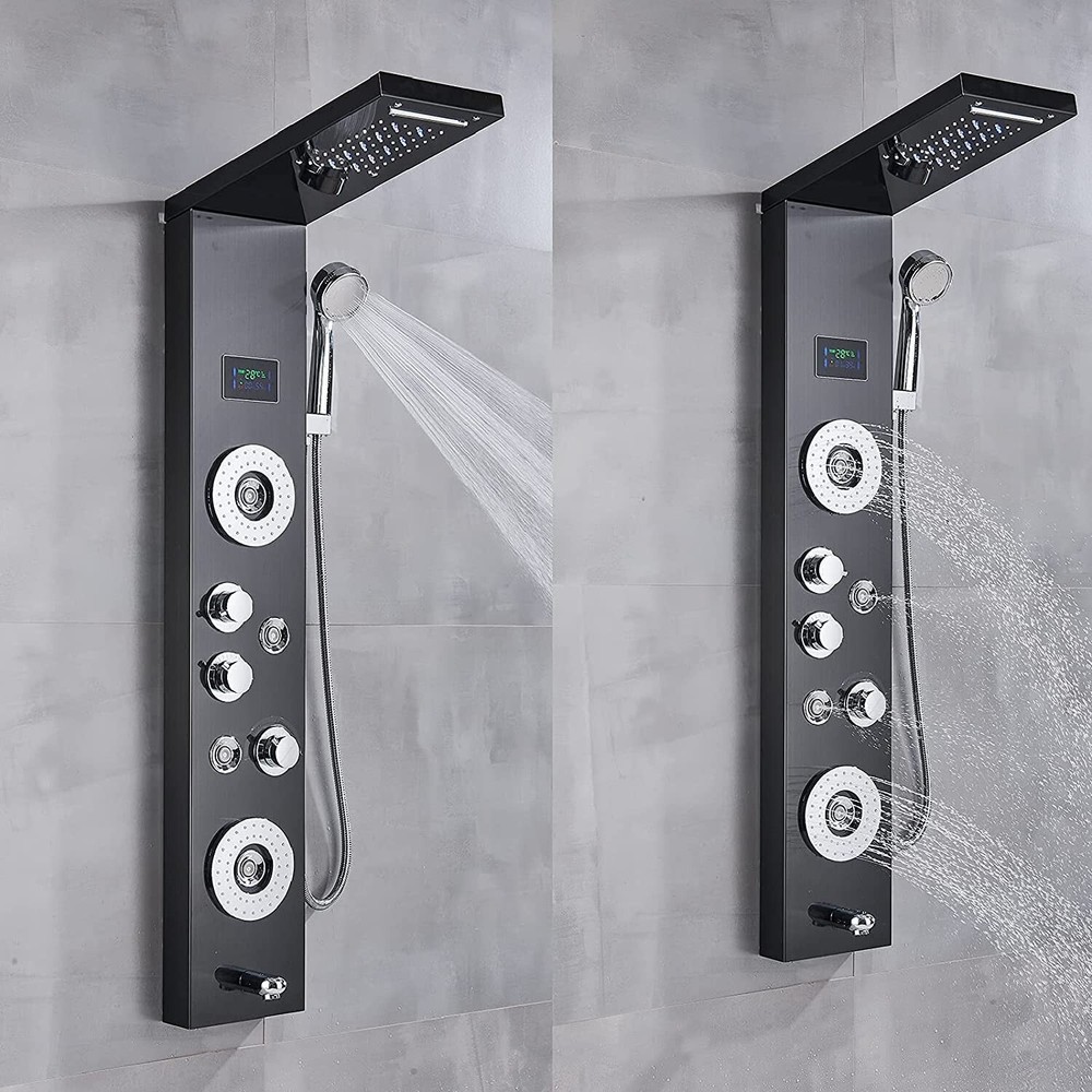 LED Rainfall Waterfall Shower Head Shower Panel Tower System Rain Massage System