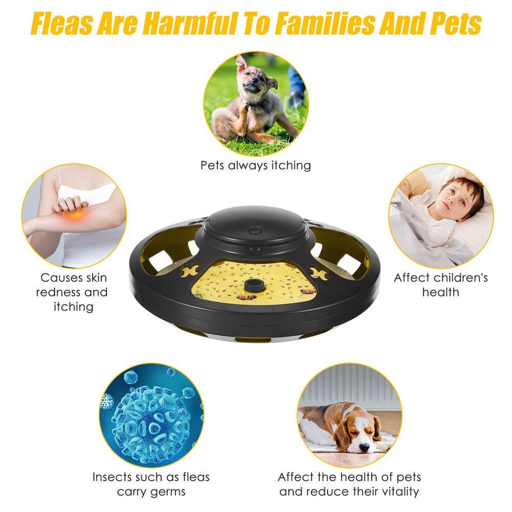 2 Packs Flea Lamp Bed Bug Trap Odorless Cleaner Black/White US