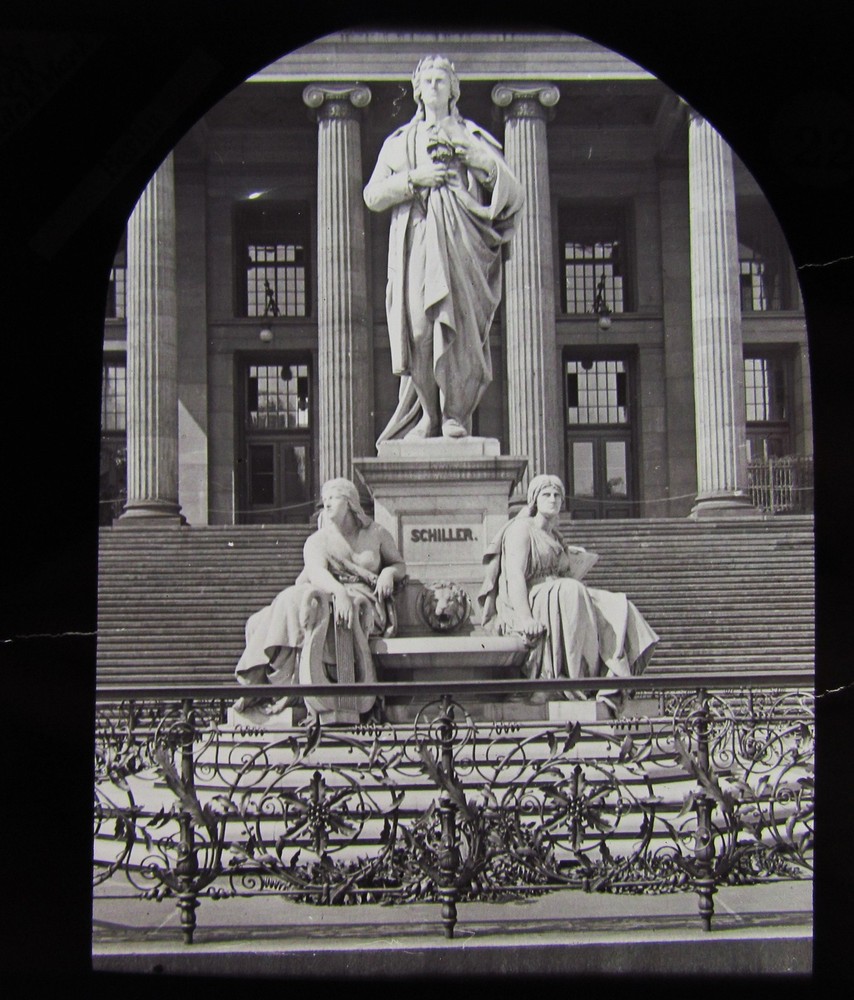 Glass Magic Lantern Slide THE SCHILLER MONUMENT BERLIN C1890 GERMANY