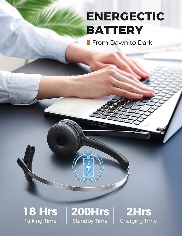 Mpow Bluetooth Headset & Noise Cancelling Microphone Wireless On-Ear Headphones