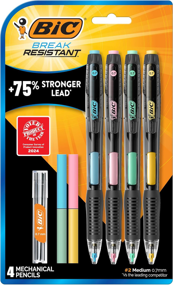 Mechanical Pencils 0.7mm No.2 with Erasers 4 Pack