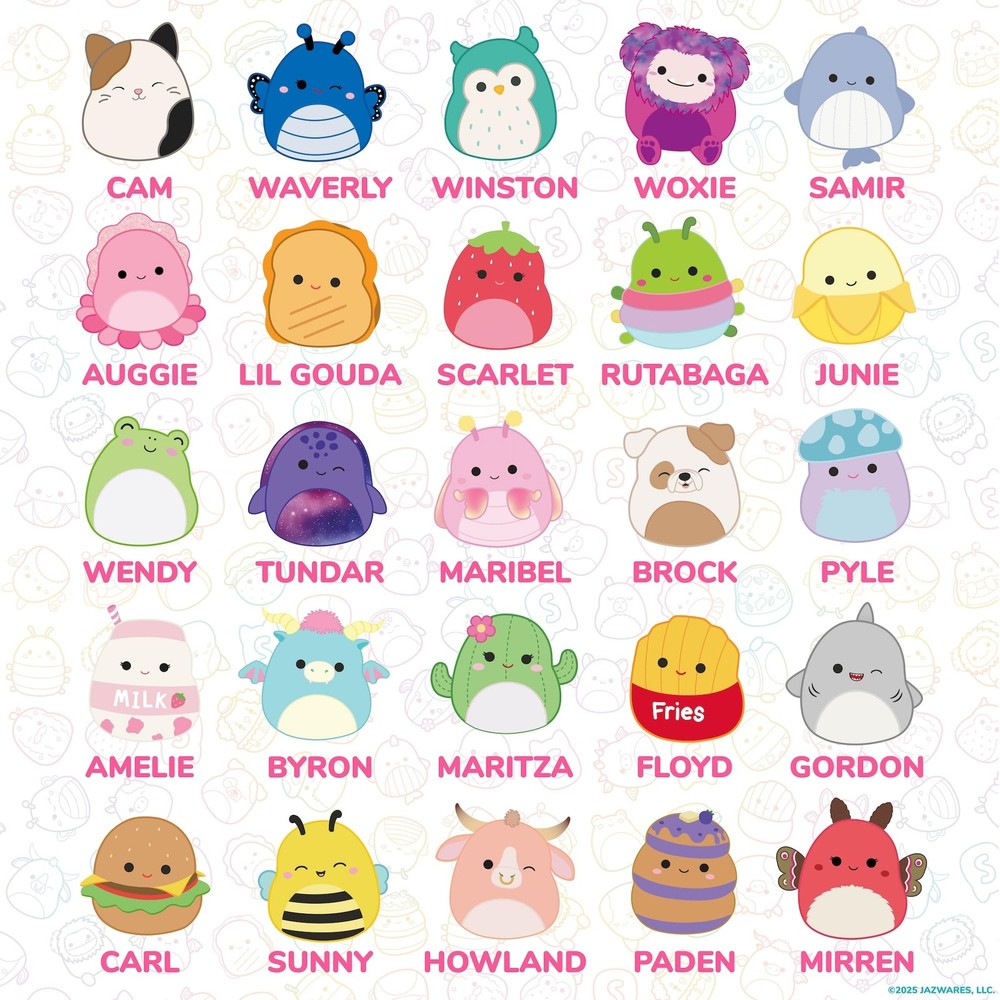 Original Squishmallows Mini Eraser Set, 25 Small Erasers, Multi