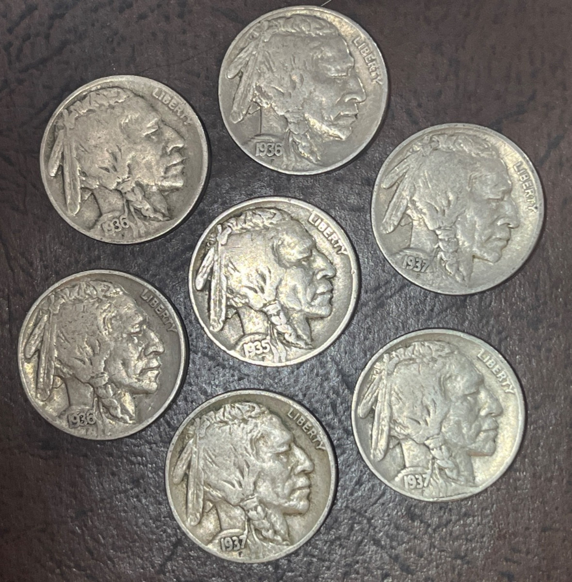 BUFFALO NICKELS FULL DATE 7 PER LOT