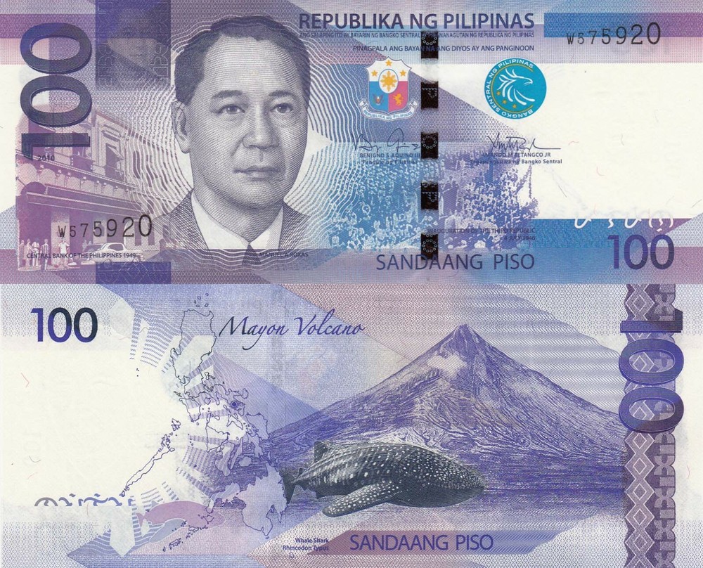 Philippines 100 Piso (2010) - Whale/Volcano/p-208a UNC