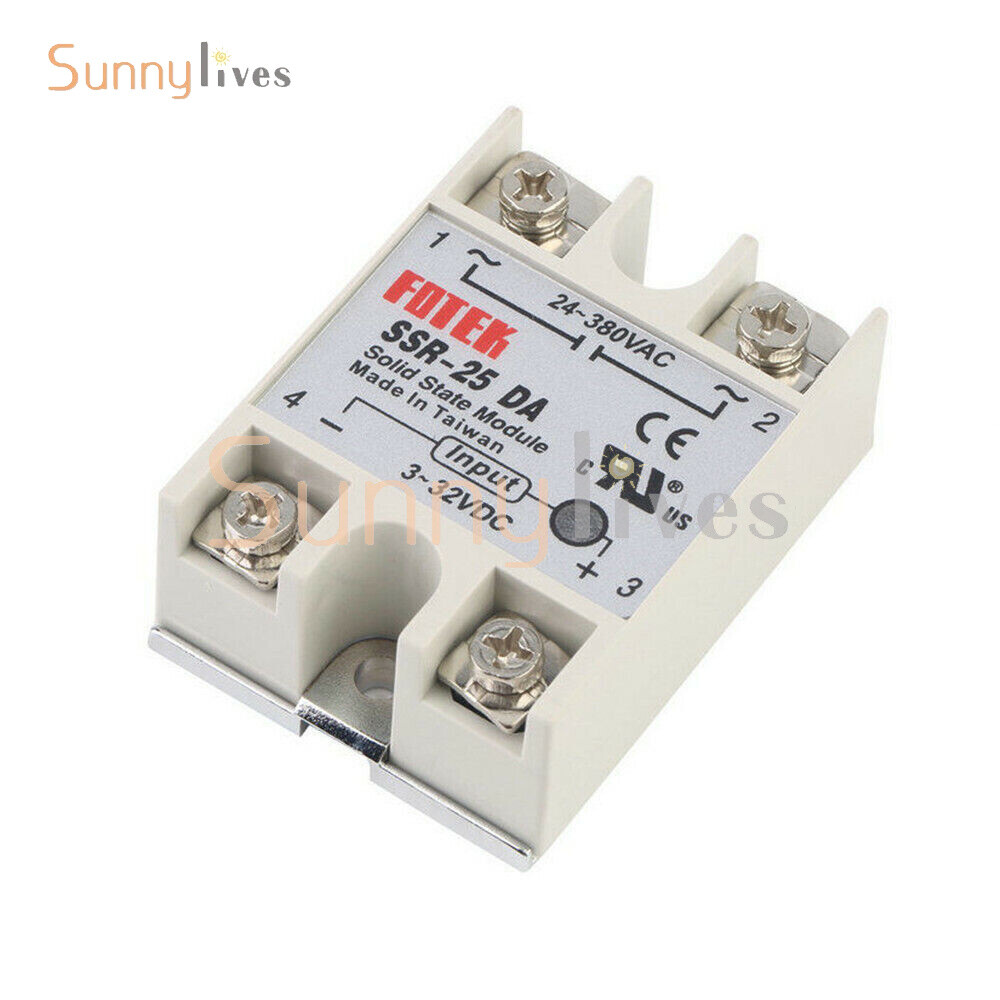 1-10PCS SSR-25DA Solid State Relay Module 25A DC 3V-32V Input AC 24V-380V Output